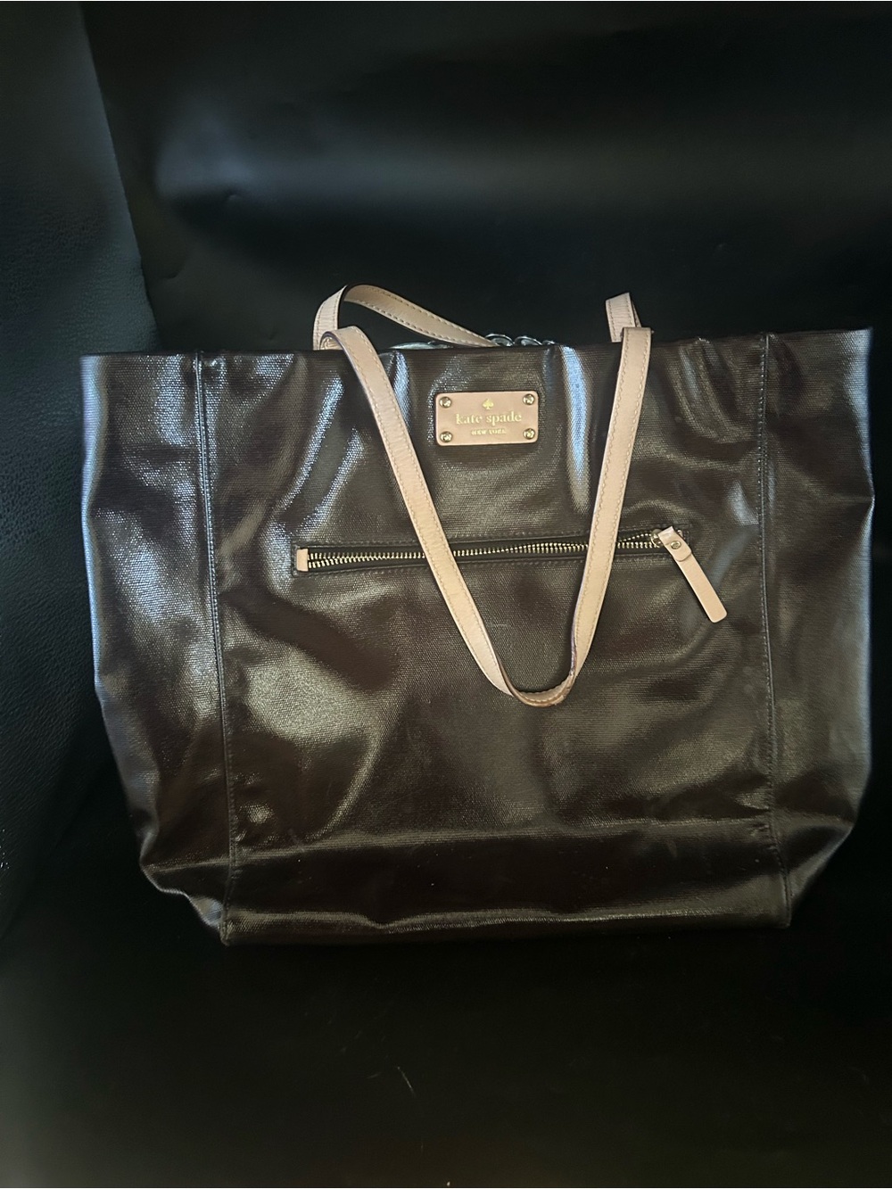 Kate Spade Black Tote with Cream Handles